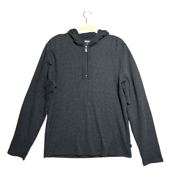 Michael Kors Other - Michael Kors 1/4 Zip Knit Pullover Hoodie Long Sleeve Sweater Top Black Men's L